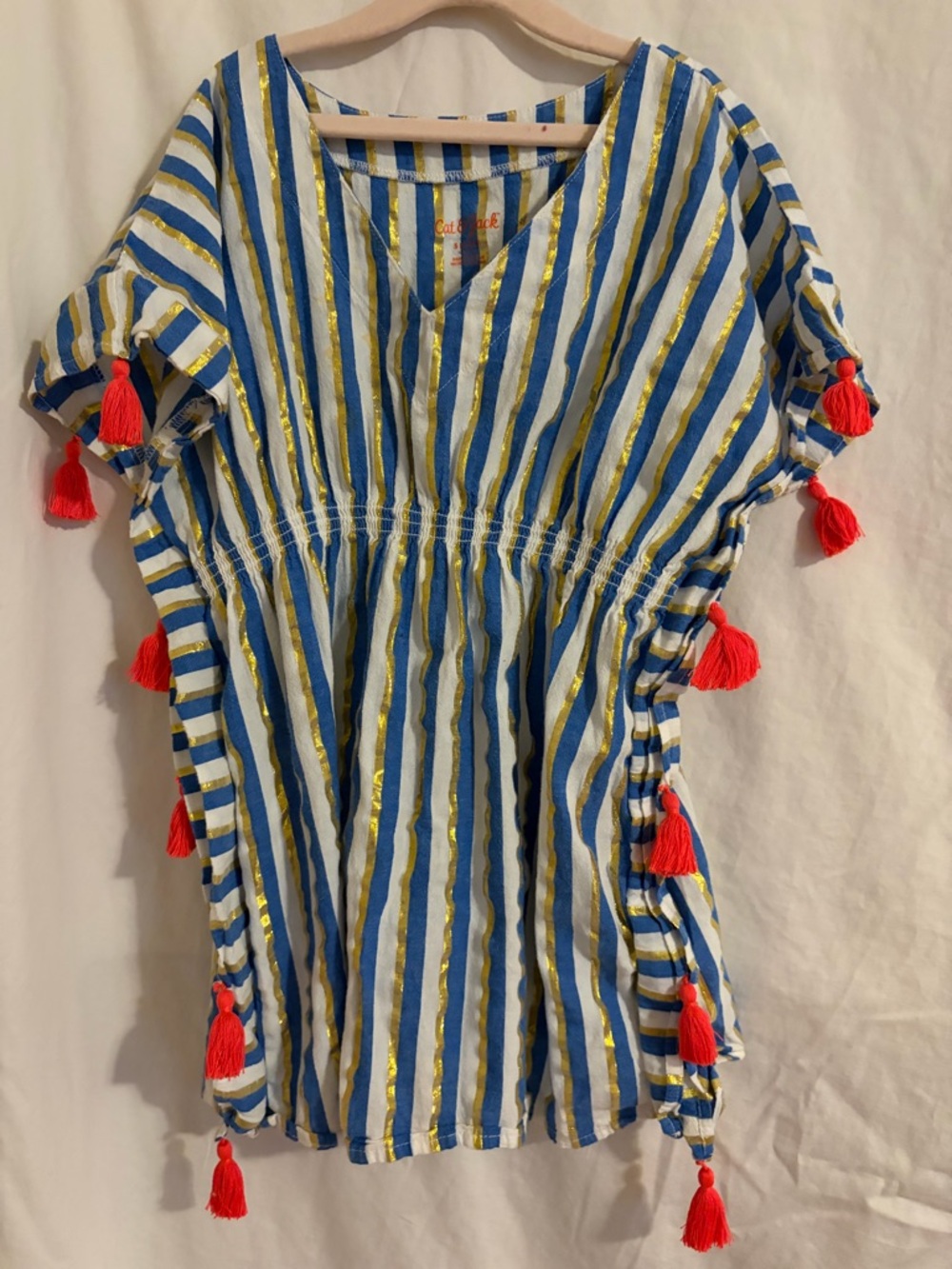 Cat & Jack Girls Small Beach Cover Up Tassel Striped
Swim Dress